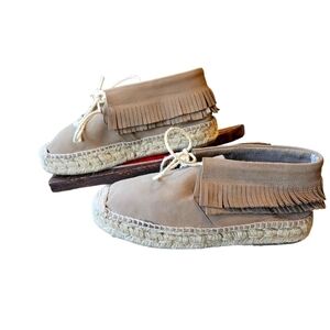 Better Muller Leather Boho Moccasins espadrilles chunky weaved sole size 8